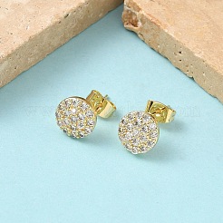 Boucles d'oreilles à tige rondes en laiton avec micro pavé de zircons cubiques transparents&nbsp;EJEW-Z144-10G