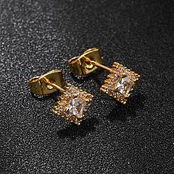 Aretes de latón con micro pavé de circonio cúbico para mujer&nbsp;EJEW-F418-04G