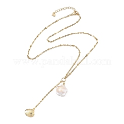 Colliers pendentif animaux marins en perles baroques naturelles keshi et acier inoxydable 304&nbsp;NJEW-JN06049-03