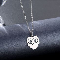 Colliers pendentif hibou en acier inoxydable&nbsp;PW-WG1B650-01