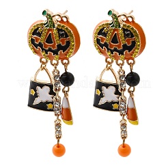 Legierung Rhinestone baumeln Ohrstecker&nbsp;LS-EJEW-P319-03G