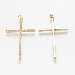 Gros pendentifs en laiton avec zircone cubique de micro pave&nbsp;LS-ZIRC-L067-16-G-NR