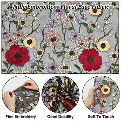 Ethno-Stil bestickte Blumen Polyester-Tüll-Spitzenstoff&nbsp;AJEW-WH0314-508