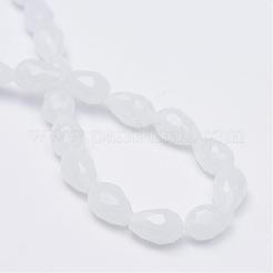 Larme facettes imitation jade perles de verre brins&nbsp;GLAA-Q052-A05
