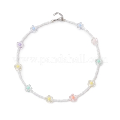 5 collana di fiori con perline di semi in acrilico e vetro&nbsp;NJEW-JN05291
