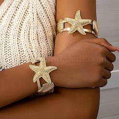 2 stücke 2 arten seestern legierung arm manschette armreifen für mädchen frauen&nbsp;BJEW-CY0001-05G