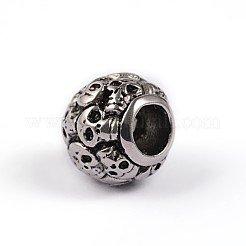 Retro Rondell Totenkopf 304 Edelstahl europäische Großlochperlen&nbsp;STAS-F072-05