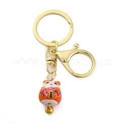 Portachiavi con ciondolo in porcellana gatto della fortuna&nbsp;KEYC-G064-02