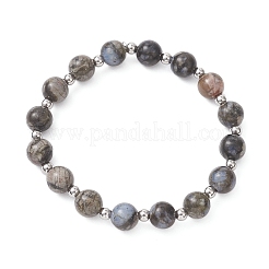 Bracelets extensibles en perles de glaucophane naturel et laiton pour femmes&nbsp;BJEW-JB12903