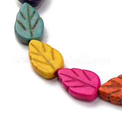 Fili di perline turchesi sintetiche a tema autunnale&nbsp;TURQ-G116-9x14mm-14