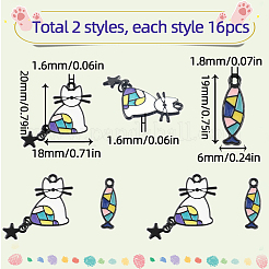 32pcs 2 styles de pendentifs en émail en alliage&nbsp;ENAM-SC0003-96