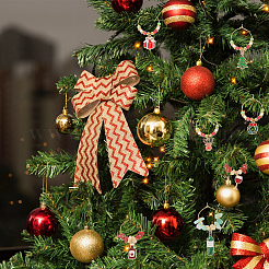 18 x Weinglas-Anhänger aus Emaille mit Weihnachtsthema&nbsp;AJEW-CA00004