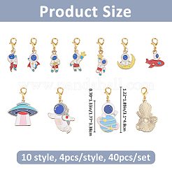 40 pendentif décoratif en alliage émaillé de 10 styles&nbsp;HJEW-FH00292