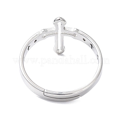 Bague réglable en acier inoxydable 304 non ternissant avec croix creuse pour femme&nbsp;LS-RJEW-I097-05P