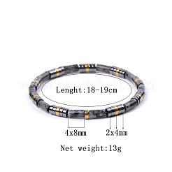 Bracelets extensibles bohèmes en perles de labradorite naturelle et d'hématite synthétique dorée non magnétique pour femmes et hommes&nbsp;LS-NY1304-4