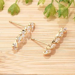 Pendientes de botón con micro pavé de circonita cúbica de latón para mujer&nbsp;EJEW-G428-19G-02