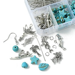 DIY-Set zur Herstellung von Ohrhängern aus Legierung und synthetischem Türkis mit gemischten Formen&nbsp;DIY-FS0006-33