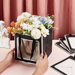 Quadratische Geschenktüten aus Papier mit sichtbarem Plastikfenster&nbsp;ABAG-WH0051-10B