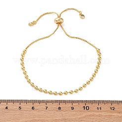 Braccialetti con cursore con perline rotonde in ottone placcato di lunga durata per donna e uomo&nbsp;BJEW-E089-01G-01