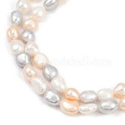 Fili di perle di perle d'acqua dolce coltivate naturali&nbsp;PEAR-P064-20K-09F