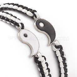 Juego de collares con colgante a juego yin yang de esmalte de aleación de 2 colores&nbsp;BJEW-TA00186