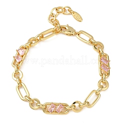 Pulseras de cadena de eslabones de circonita cúbica micropavé de latón con anillo y clip para mujer&nbsp;BJEW-D458-03G-05