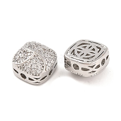 Perle di zirconi cubici trasparenti in micro pavè di ottone&nbsp;KK-S389-25P