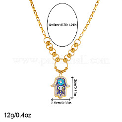 Mano di hamsa con occhio maligno in acciaio inossidabile smaltato collane con ciondolo e braccialetti con ciondoli e orecchini a cerchio set&nbsp;FS-WG4E92D-01