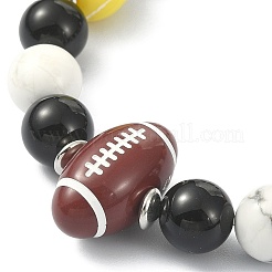Bracciali elasticizzati con perline di onice nero naturale e howlite&nbsp;BJEW-TA00332