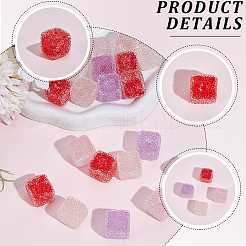 20 pieza de cuentas de rhinestone de resina en forma de cubo drusy de 4 colores&nbsp;RESI-PA0001-43A