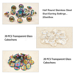 Kit per realizzare orecchini a bottone semicircolari fai da te&nbsp;DIY-UN0002-38MC