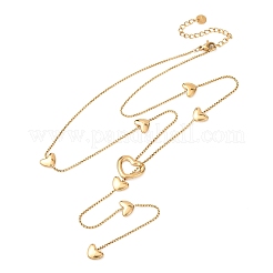 Herzförmige Y-Quasten-Lariat-Halsketten aus Edelstahl 304 für Damen&nbsp;NJEW-F378-04G