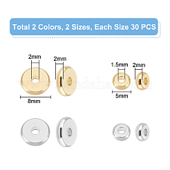 120 pièce 4 styles de perles d'espacement en acier inoxydable 304&nbsp;STAS-UN0050-38