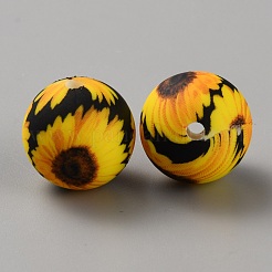 Rund mit Sonnenblumen-Silikonperlen&nbsp;SIL-WH0010-29