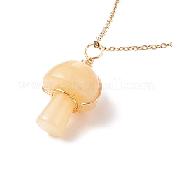 Colliers pendentifs champignons en pierres naturelles et synthétiques mélangées&nbsp;NJEW-JN03967