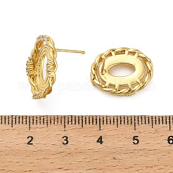 Accesorios para pendientes con micropavé de latón ovalado y circonitas cúbicas transparentes&nbsp;KK-D102-02G