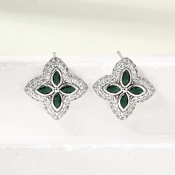 Pendientes de tuerca de circonio cúbico con micro pave de latón&nbsp;KK-CBA8324-25P-03
