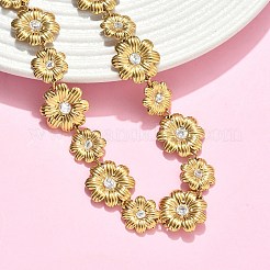Collane con ciondolo a forma di fiore in acciaio inossidabile 304 con micro pavé di zirconi cubici per donna&nbsp;NJEW-F367-01C-G