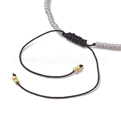 Braccialetti regolabili con labradorite naturale e perline intrecciate con semi&nbsp;BJEW-JB10181-04