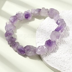 Pulseras elásticas con cuentas de pepitas de amatista natural en bruto para mujer.&nbsp;GG-CBA2C9C-02