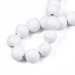 Brins de perles de bois naturel peintes à la bombe&nbsp;WOOD-S053-57G