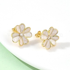 Orecchini in ottone fiore dello smalto&nbsp;EJEW-C177-01G-02