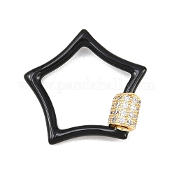 Moschettone a vite con micro pavé di zirconi cubici trasparenti in ottone a stella&nbsp;KK-B167-01C-G