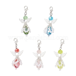 Decorazioni pendenti in vetro angelo e plastica ABS con perle finte&nbsp;HJEW-JM03521-02