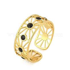 Ausgehöhlte Manschettenringe aus Emaille-Edelstahl 304 für Damen&nbsp;RJEW-G338-11G