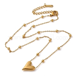 Halsketten mit Kugelkette und Herzanhänger aus 304 Edelstahl für Damen&nbsp;NJEW-K255-05G