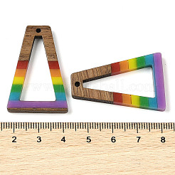 Colgantes de resina y madera de nogal con tema de arcoíris del orgullo&nbsp;WOOD-K012-11A
