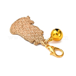 4 pz ciondolo decorativo in lega smaltata a forma di gatto natalizio con campanella in ottone&nbsp;HJEW-JM04092