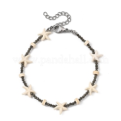 Braccialetti da donna con perline di pirite naturale e turchese sintetico.&nbsp;BJEW-JB14068