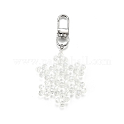 Decoración colgante de copo de nieve de vidrio galvanizado&nbsp;HJEW-TA00351